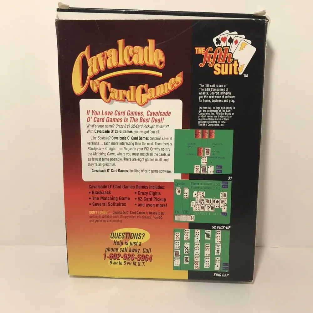 2 Vintage Big Box PC Games Casino And Cavalcade Card Games. Preowned As Seen